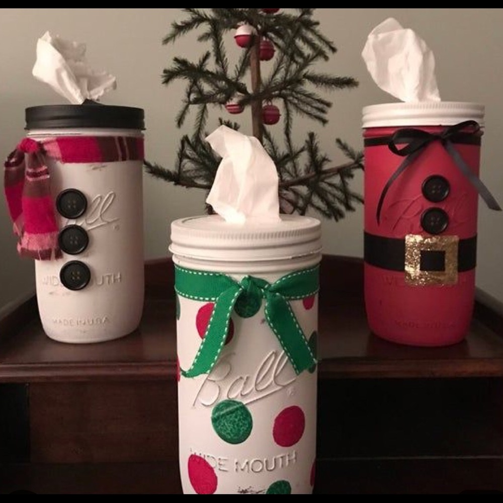 Christmas tissue Manson jars